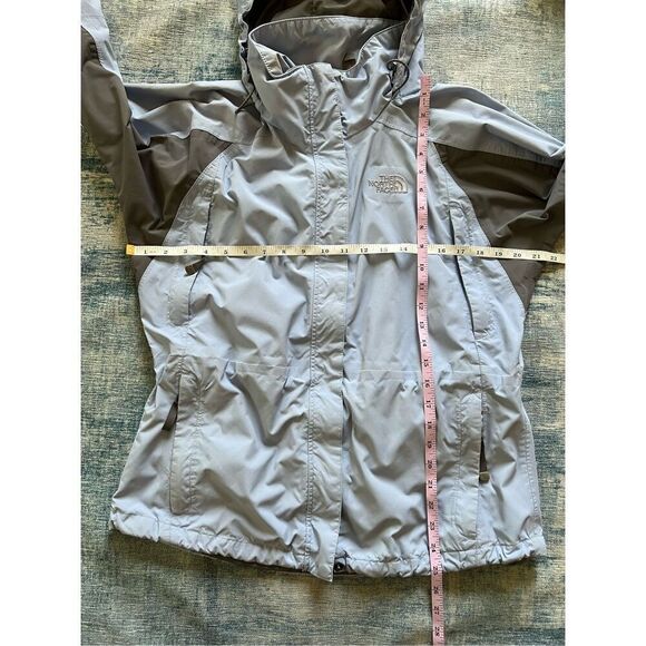 The North Face Light Blue Dark Gray Color Block Waterproof Hyvent Jacket M - Picture 11 of 12